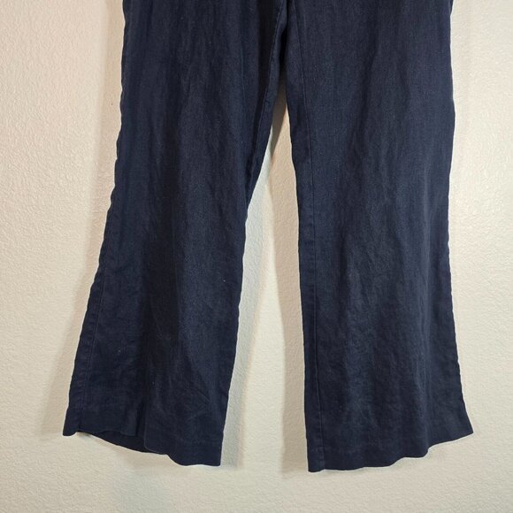 Banana Republic Women Size 14 Sailor Pants Blue Linen Wide Leg Nautical Trouser - Picture 3 of 10